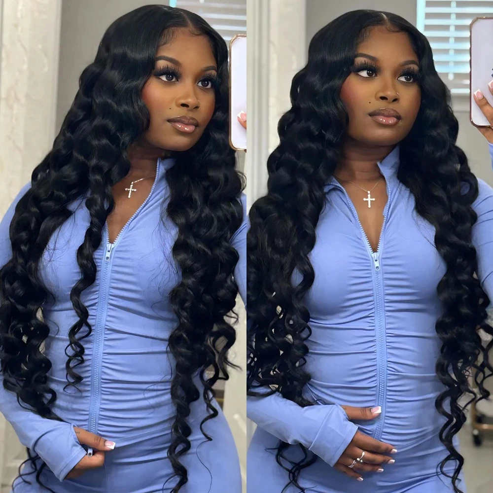 32 بوصة فضفاض موجة عميقة 360 كامل HD الدانتيل الجبهة الباروكات 100% شعر الإنسان 200% الكثافة قبل قطعها شعر مستعار برازيلي شفاف للنساء #4