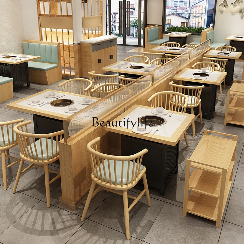 Restaurant Table and Chair Combination Hamburger Snack Hot Pot Restaurant Chair Combination Commercial Table