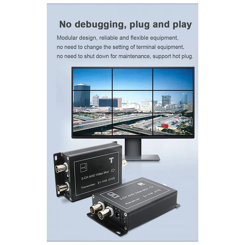 2Chs HD AHD Coaxial Multiplexer Expander 1 Line Transmits 2Channel Surveillance Camera Signal Mixer CCTV Accessories