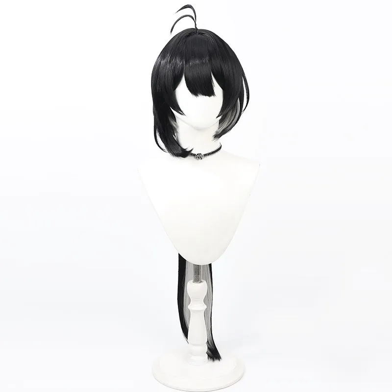 Wuthering Waves Female Rover cosplay wig black highlights jellyfish head scalp Halloween gift