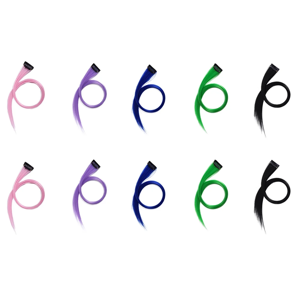 ABGN-extensiones de cabello recortable multicolor, arcoíris resaltado, horquilla larga y recta para cabello falso, 3,2x55cm