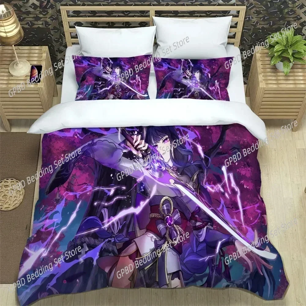 3D Anime Genshin Impact 3D Bedding Set Duvet Cover Pillowcases Single Twin Full Queen King Size Home Decor Quilt Boys Gift Quilt