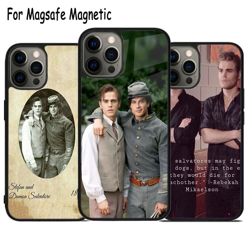 Salvatore Brothers 1864 Damon Stefan Wireless Charge Magsafe Phone Case For iPhone 15 16 14 13 11 12 Pro Max Plus Magnetic Cover