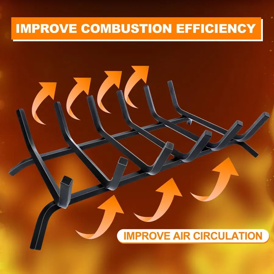 صر، حامل سجل الموقد، رف حرق سجل الحديد الزهر الصلب عالي التحمل مقاس 21 بوصة لملحقات الموقد الداخلية والخارج #3