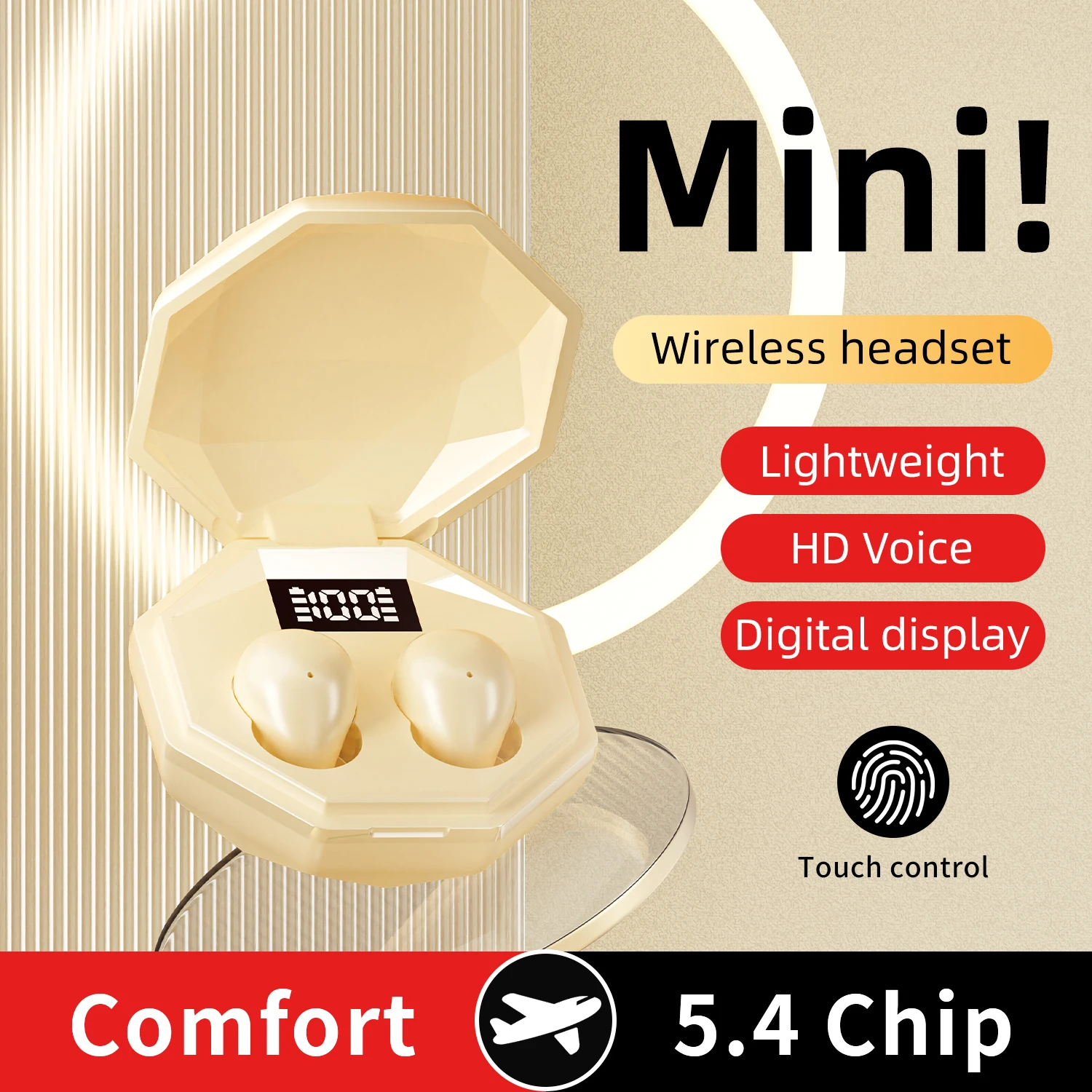 TWS سماعات رأس لاسلكية صغيرة محمولة تعمل بالبلوتوث داخل الأذن سماعة أذن للحد من الضوضاء سماعات أذن غير مرئية للنوم مع ميكروفون عالي الدقة #5