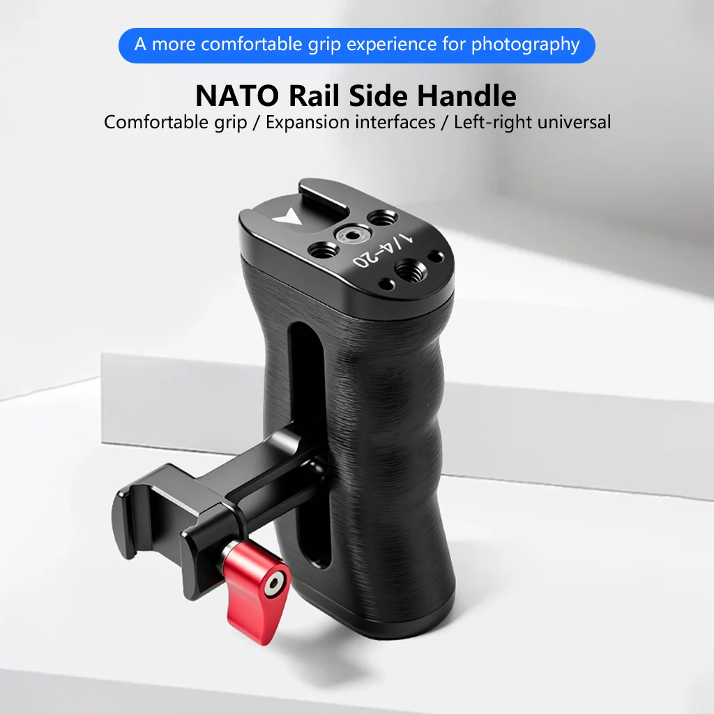 DSLR-Kamera-Cage-Rig mit NATO-Schienen-Seitengriff, rutschfester Gimbal-Hebegriff, Cold Shoe Mount, 1/4" 3/8" Gewinde, Ronin-Stabilisator – Detail 1