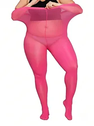 A pair of women's Plus Size flat Rose solid color translucent stockings super stretch leggings Party clothing Accessories