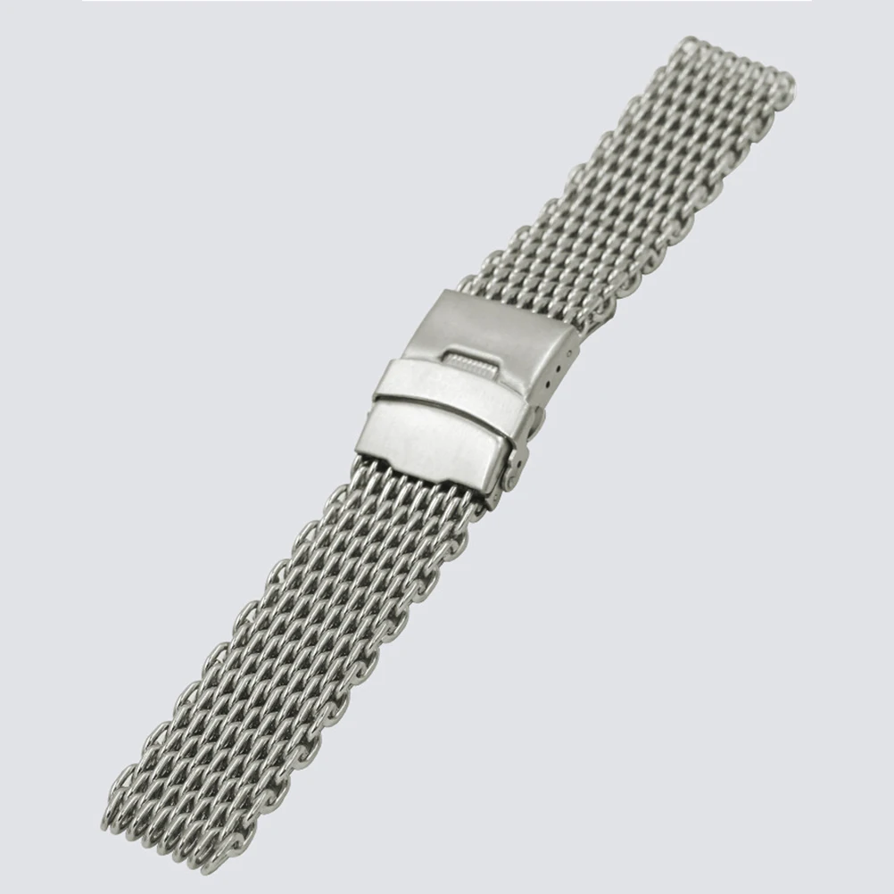 

Metal Watchband 22mm Stainless Steel Mesh Band Shark Clasp Silver for Men Durable Trendy Elegant Business Sports Daily Use Watch