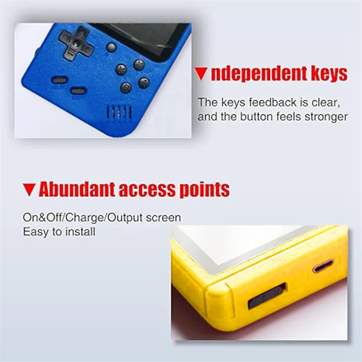 Consola de juegos portátil AT42 B, consola de juegos portátil retro, consola de videojuegos con pantalla en color con 400 juegos clásicos y mando