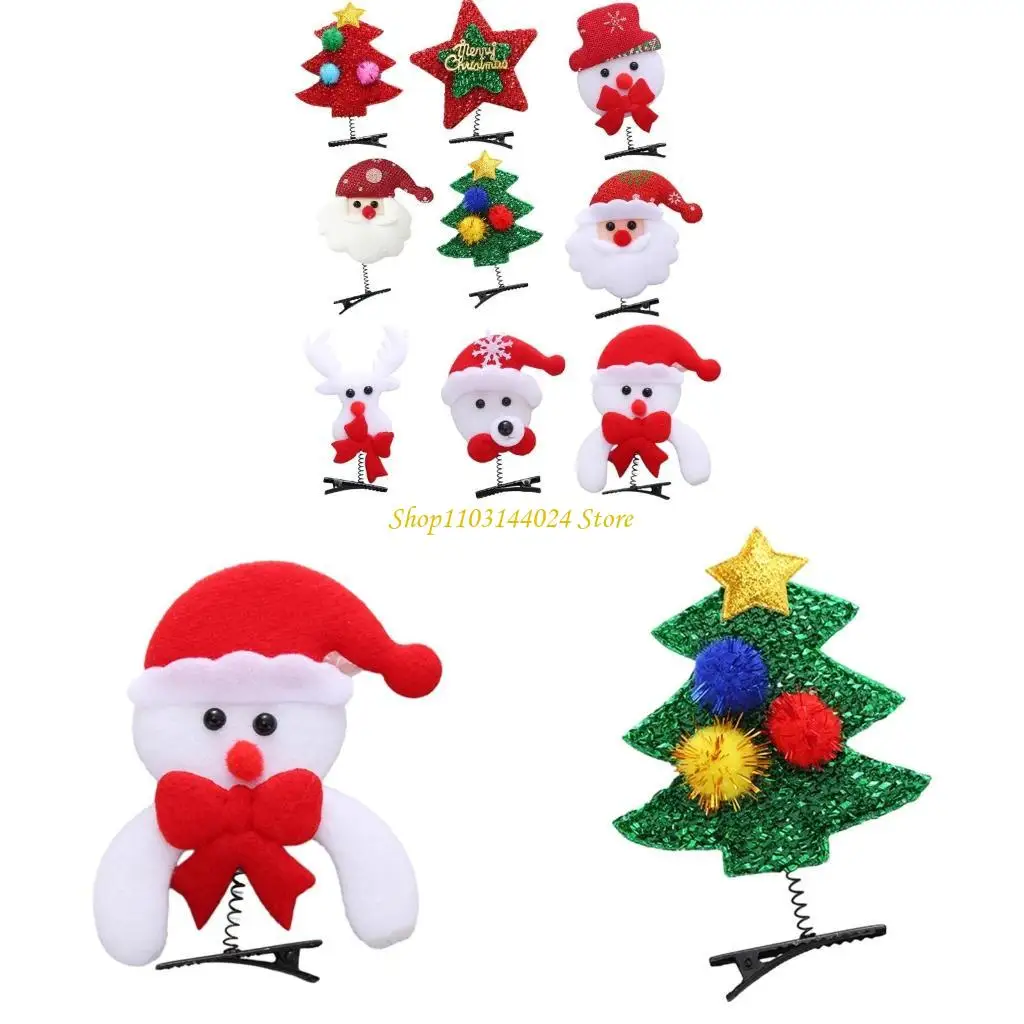 Pinza para el pelo navideña de dibujos animados para mujer y niño, tocado de Festival con flequillo para tomar fotos, compras, viajes, antideslizante