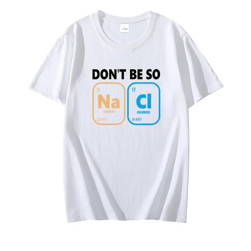 تي شيرت مطبوع عليه صيغة كيميائية لملح كلورايد الصوديوم الصيفي، للرجال والنساء، متعة العلوم والهندسة بأكمام قصيرة