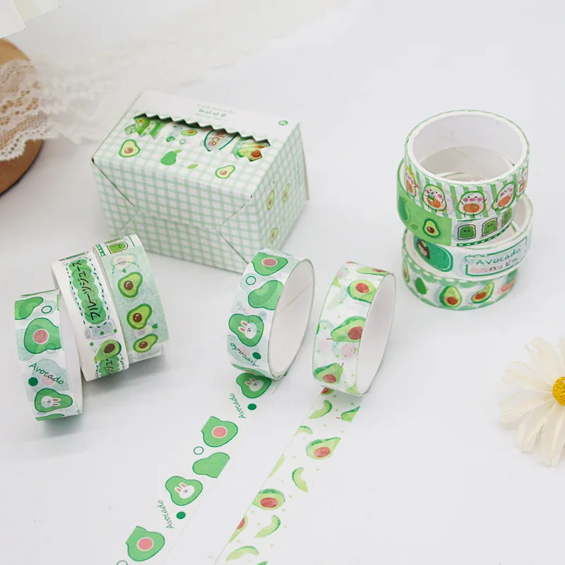 4 pz/set Kawaii Avocado Washi Tape Set Scrapbooking nastri per mascheratura fai da te Decor Stationery Washi Tape Stickers