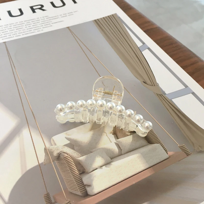 Große Perlen-Haarspange für Damen, elegante transparente Haarspange im Hai-Design für dickes Haar, Haarspangen für Mädchen, Hochzeits-Haaraccessoires – Detail 17