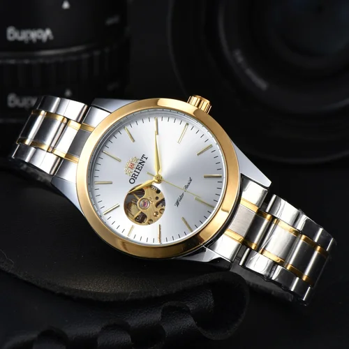 Imagen 1 del producto Reloj Orient, reloj mecánico japonés completamente automático reacondicionado, reloj de negocios ahuecado para hombres, tira de acero inoxidable