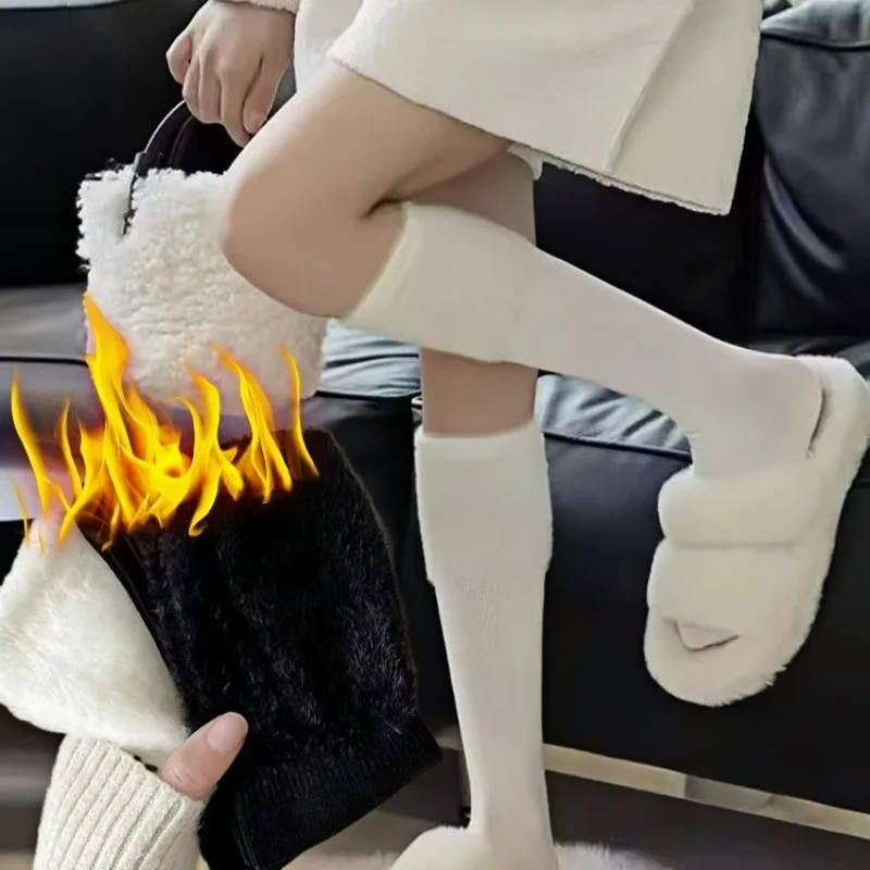 

Winter Calf Stockings Thickened Warm Long Tube Socks for Women Girls Boots Shoes Plush Floor Sleepings Soft Fluffy Socks Winter