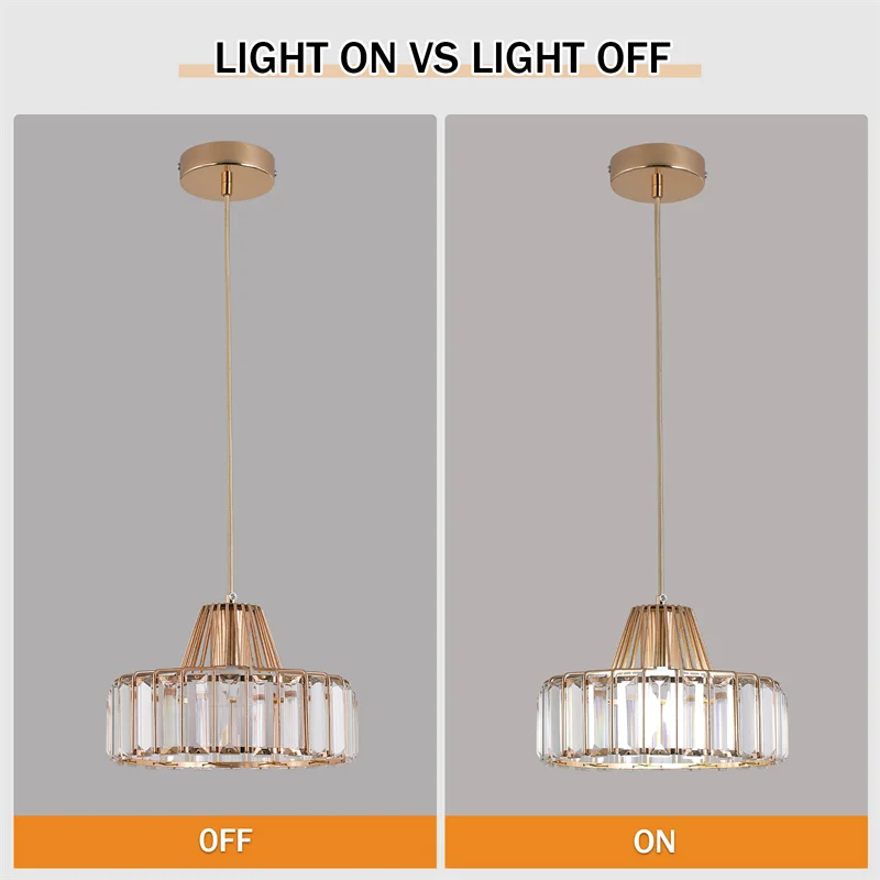 Modern Pendant Light Nordic Crystal Led Chandelier Hanging Ceiling Lamp Luxury Indoor Lustre Dining Room Kitchen Island Fixture