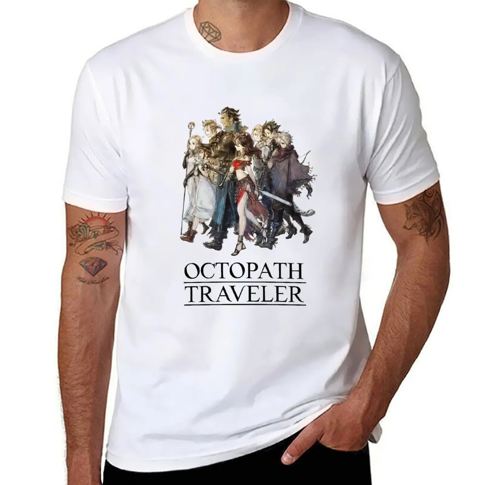 

Octopath Traveler - Travelers Logo (Black) T-Shirt Durable Work Wear T-Shirt