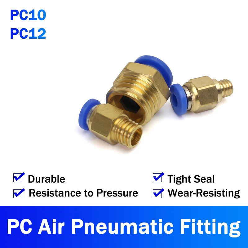 

1Pcs PC Air Pneumatic Fitting Quick Connector 10-M8 To 12-M16 10mm 12mm Male Thread 1/4 1/2 1/8 3/8 Compressed Hose Tube Pipe