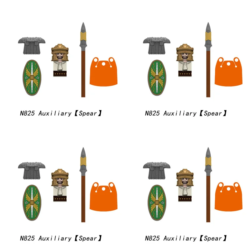 Mittelalterliche militärische römische Soldat-Figur, Baustein, Burg, Ritter, Armee, Corp, Infanterie, Offizier, Schild, Schwert, DIY-Modell, Ziegel, Spielzeug