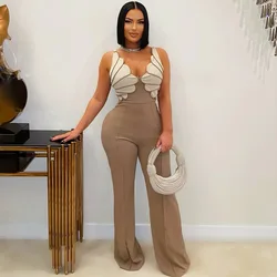 Solid Color Women Jumpsuits For Summer Spring Sleeveless Bandage Loose Fashion Streetwear Overalls Wide Leg Pants Trousers 2025
