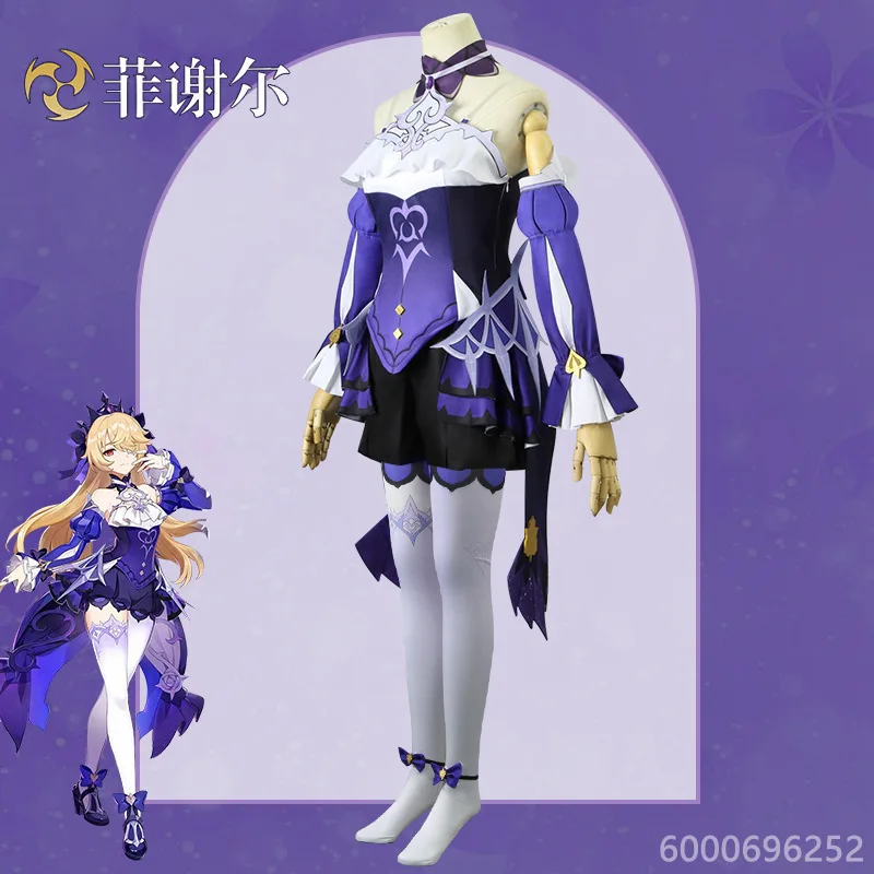 Game Genshin Impact Fischl Cosplay Costume New Fish A Always Night Dream Gothic Moon City Wig Outfits New Arrival Hot Sale