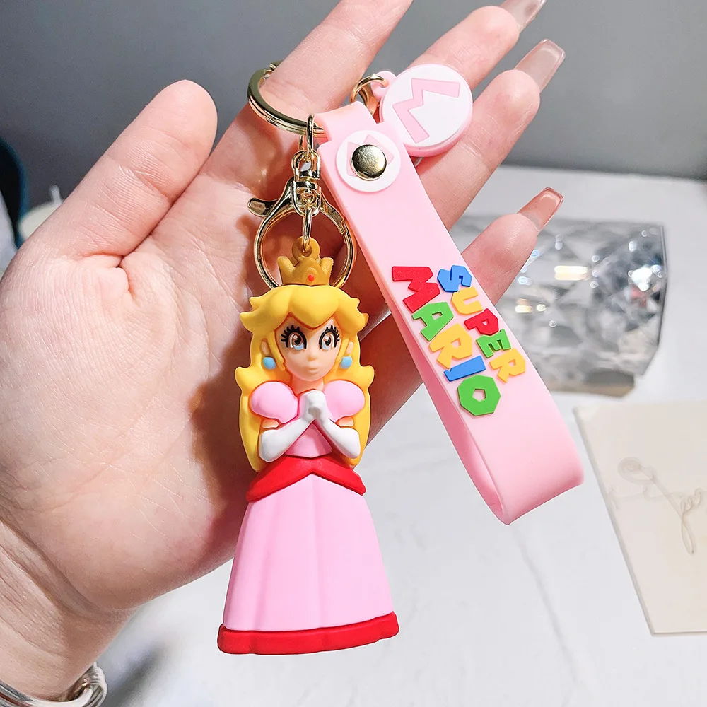 Set 24Pcs Super Mario Bros Keychain Action Figure Pendant Cute Cartoon Character Toy Doll Model Decoration Kid Birthday Gift