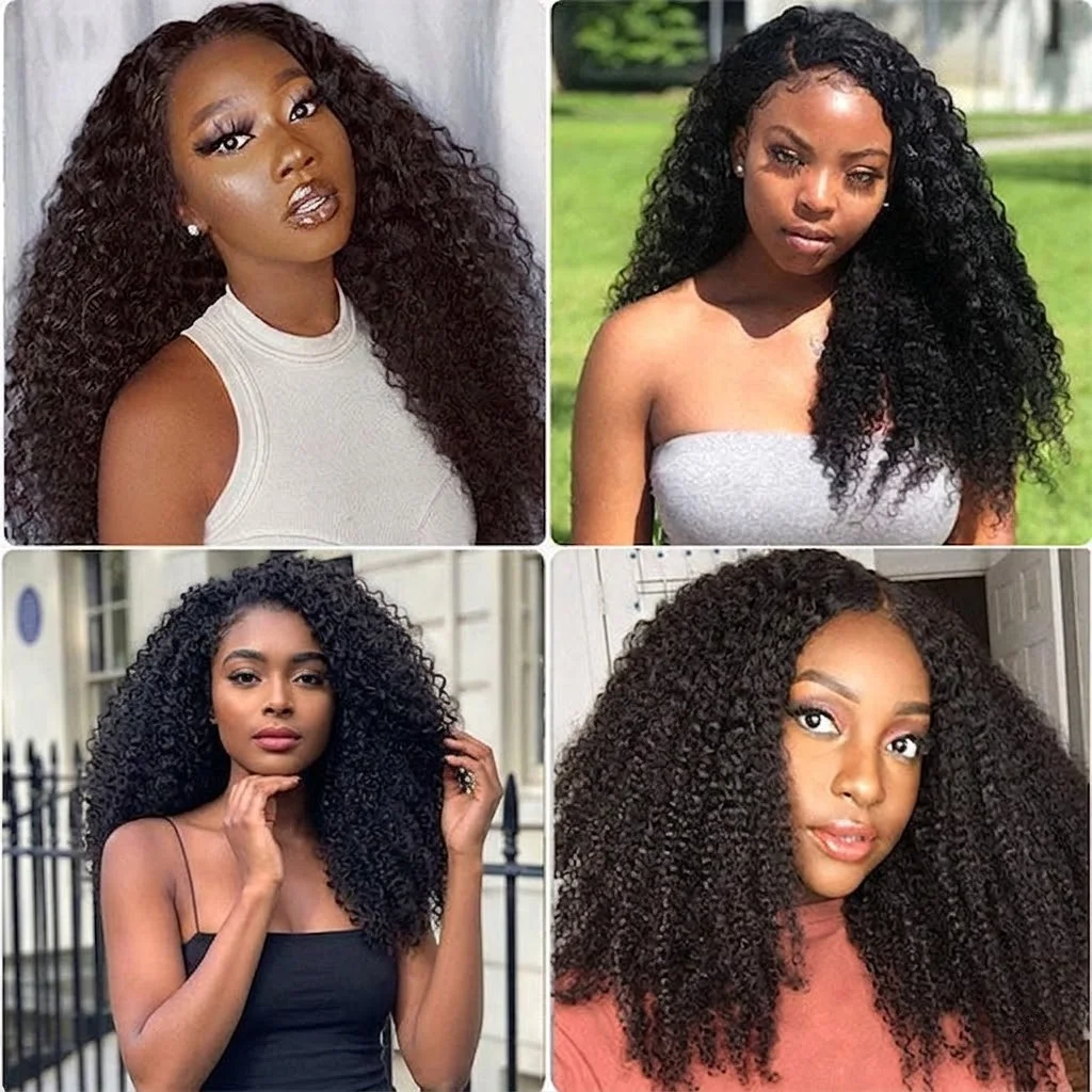 1B Afro Kinky Curly Echthaar Glueless Perücken 200 250 Dichte Vietnamesisches Echthaar Flip-Over Halbperücke mit Kordelzug – Detail 5