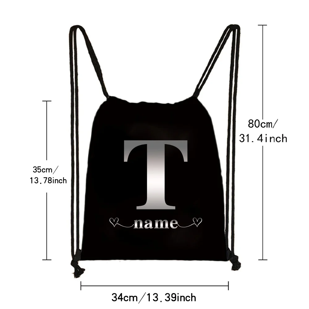 Personalized Customized Name Travel Outdoor Sackpack Lightweight Drawstring Backpack Unisex Foldable Fashion Gym Bags