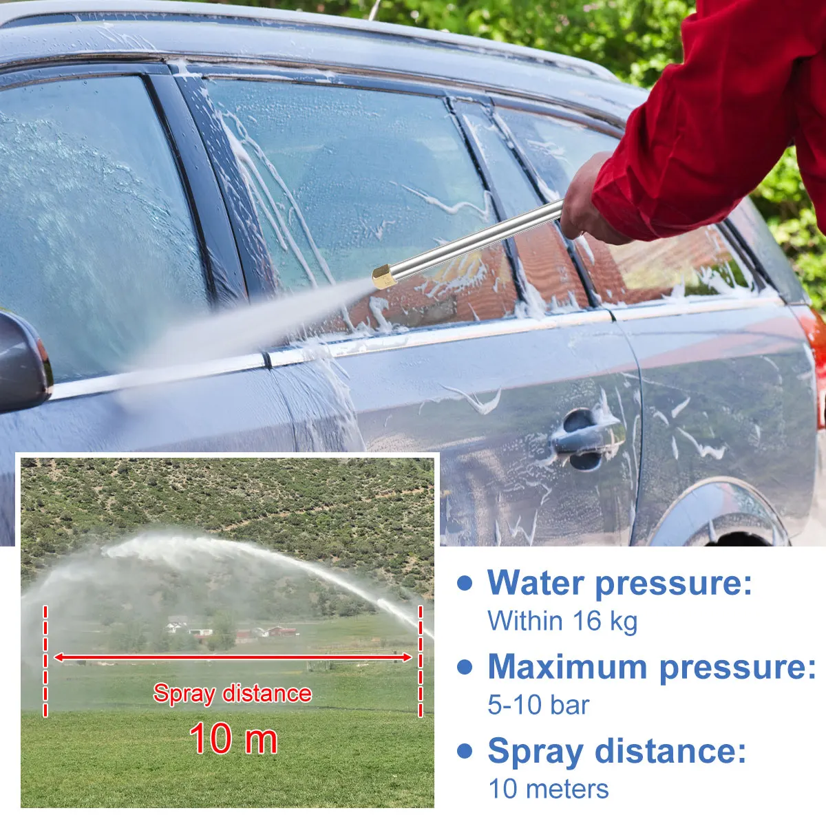 Washing Machine Water Gun Portable Metal Water Gun Sprayer 2 Nozzles Garden Watering Sprayer Car Wash Car Water Gun Tool Set