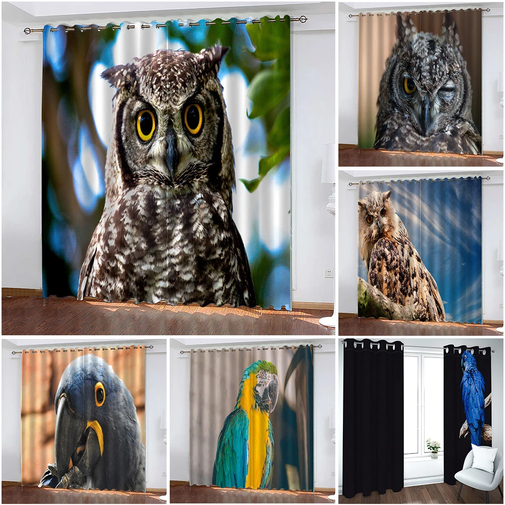 

Owl 3D Printing Household Curtains Bird Blackout Curtains Living Room Curtains Cortinas Para La Sala Biparting Open