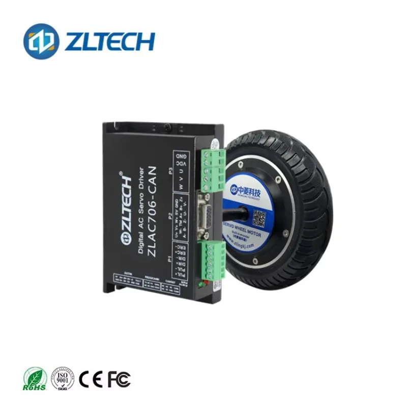 Codificador 1024 de baixa velocidade e alta estabilidade, 6.5 polegadas, 48v, 600rpm, 5n.m, sem escova, dc agv, motor e driver do cubo da roda motriz para robô