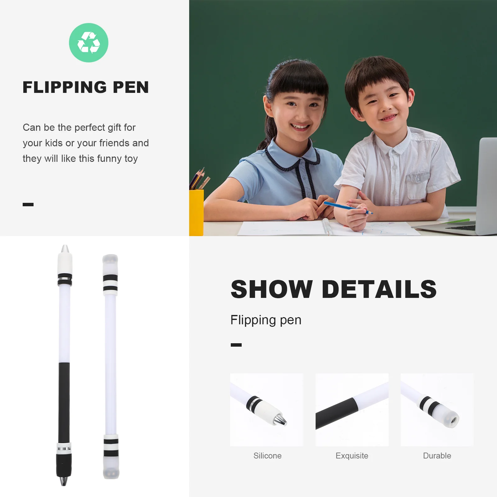 

2Pcs Durable Portable Rotating Pen Creative Design Interesting Finger Pen for Students and Teens Relaxation Students Toy