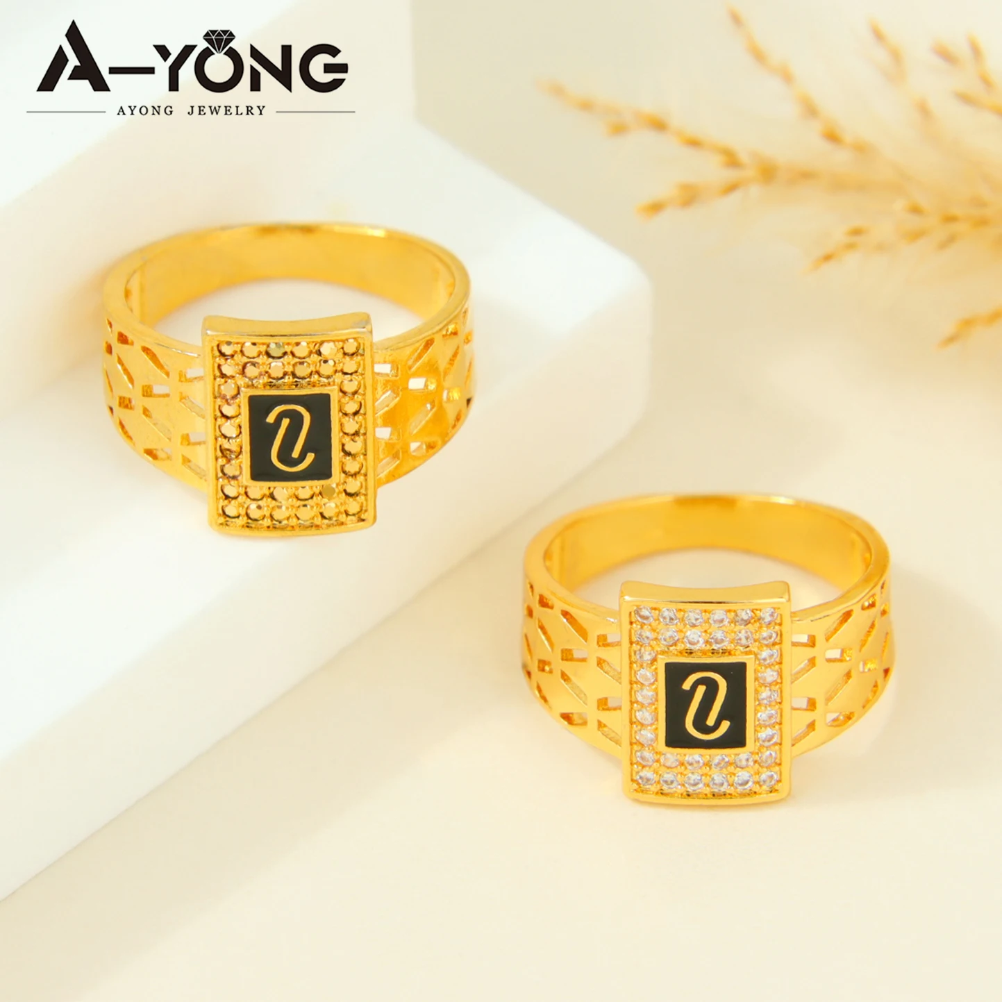 Luxuriöse Zirkonia-Monaco-Ringe, 21k vergoldet, italienischer, unregelmäßiger, cooler Hip-Hop-Ring, Dubai, für Damen, Event, Party, hypoallergener Schmuck – Detail 5