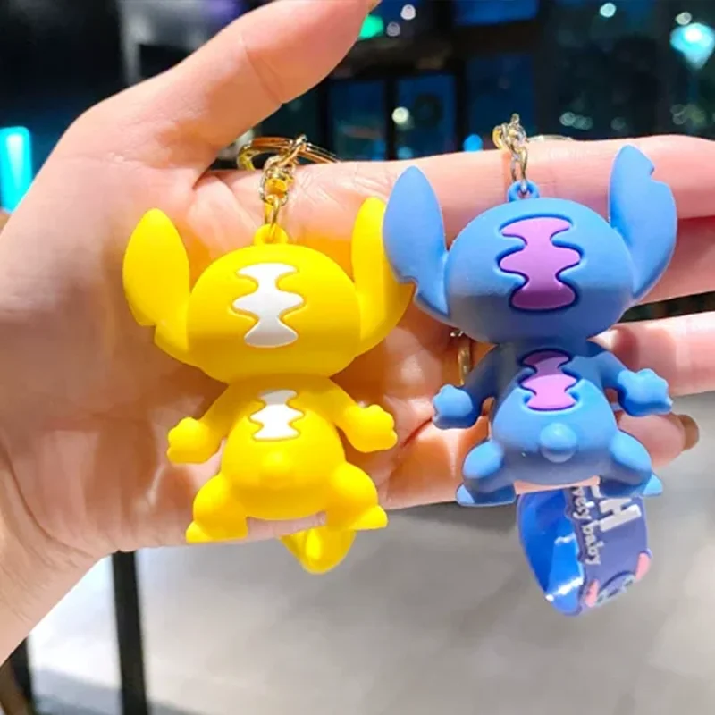 1/5/10PCS Anime Lilo & Stitch Toys Keychain Pendant Key Ring Pink Angel Style Women Car Keyring Girl Collectible Birthday Gift