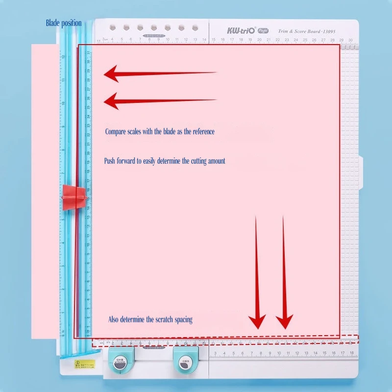 Kw-Trio 13095 Pemotong Kertas Papan Skor 7 Dalam 1 Alat Pemotong Kertas Kerajinan Dengan Pisau Skor Dan Lipatan Kertas Untuk Membuat Foto