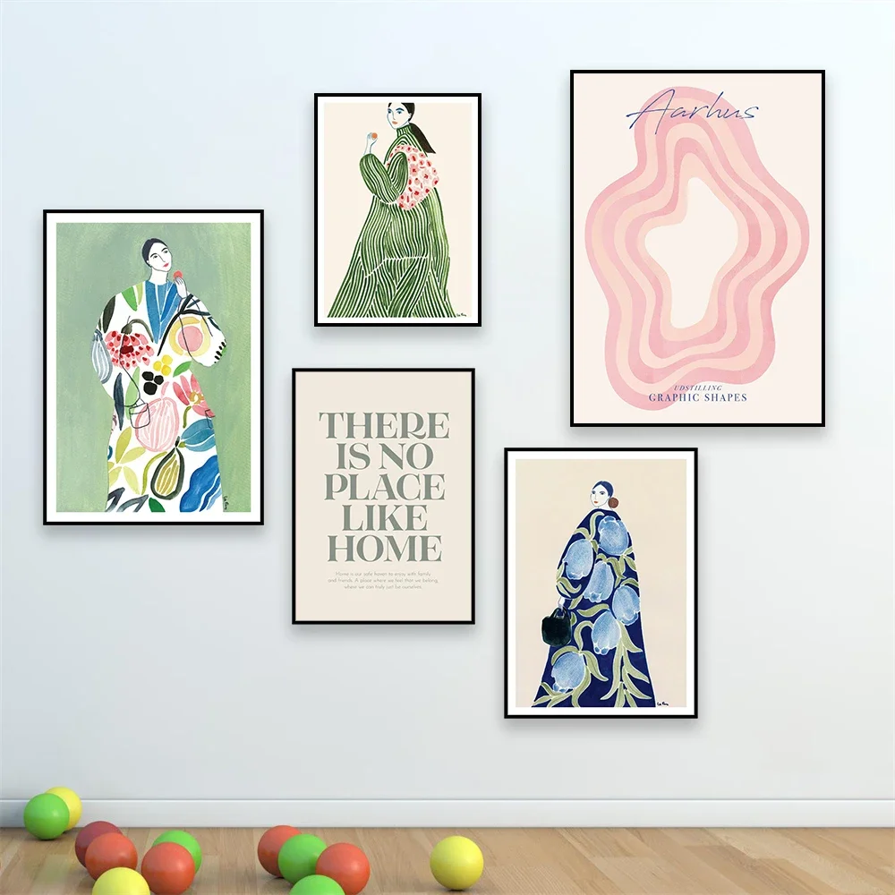 (No frame)Colorful Abstract Woman Poster Aesthetic Bedroom Canvas Painting Toilet Bathroom Print Canvas Painting Home Bedroom
