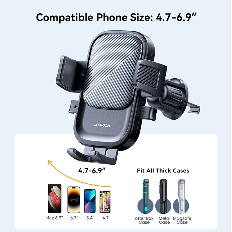 Joyroom Soporte para teléfono para salida de aire de coche manos libres 360 °   Soportes universales para teléfono celular con rotación para iPhone 16 15 14 13 Pro Max