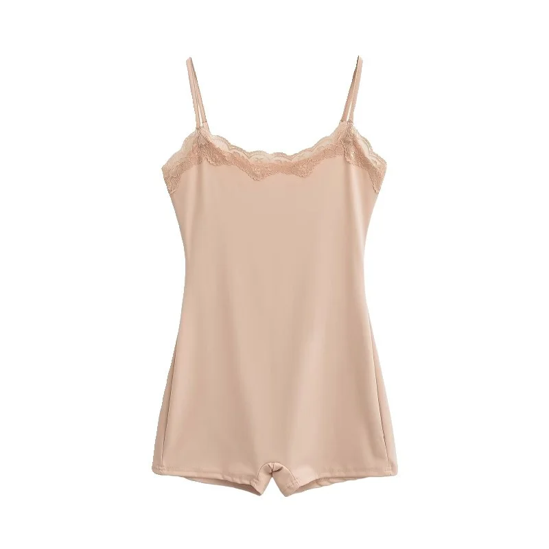 

Spring 2026 Women's Lace Splice Slim Fit Csole Bodysuit Base Layer High Waist ort Pants Polyester Fiber 9%-95% Content