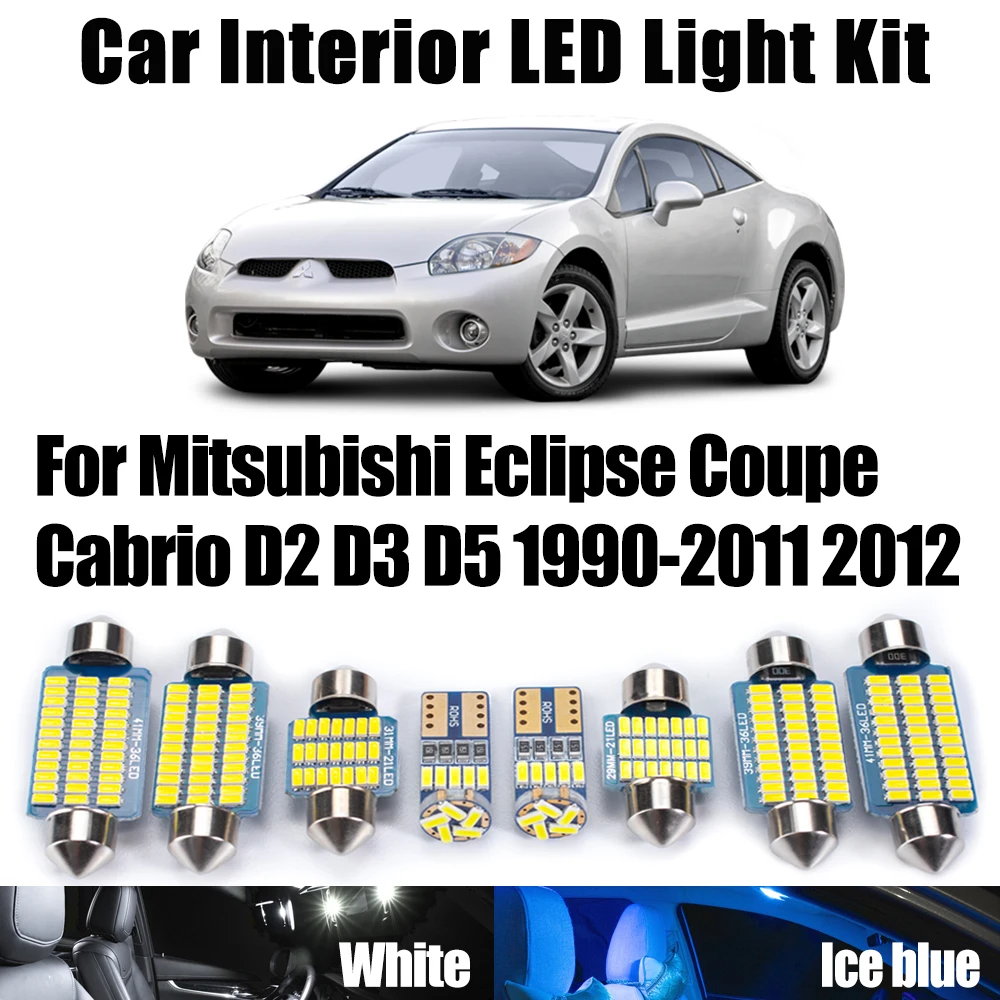 

Для Mitsubishi Eclipse Coupe Cabrio D2 D3 D5 1990-2011 2012 Автомобильный номерной знак, светодиодная лампа для чтения в салоне, багажник, карта, купольный светильник, комплект