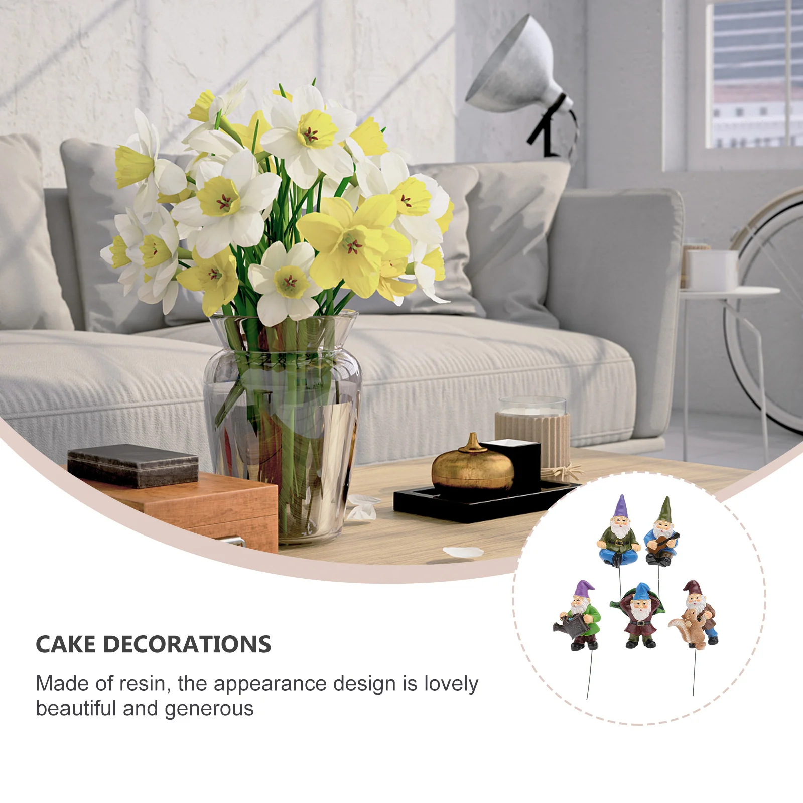 

5Pcs Resin Dwarf Garden Decor Unique Miniature Ornaments Creative Cake Decoration Small Decorative Props Dwarf Decor