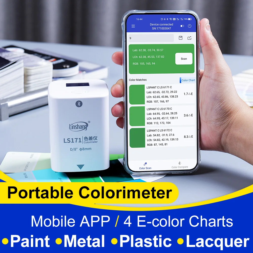 Colorimeter Color Matching Device Colormeter Digital Color Charts Pantone Ncs Ral Bluetooth for Acrylic Paint LS170 LS171