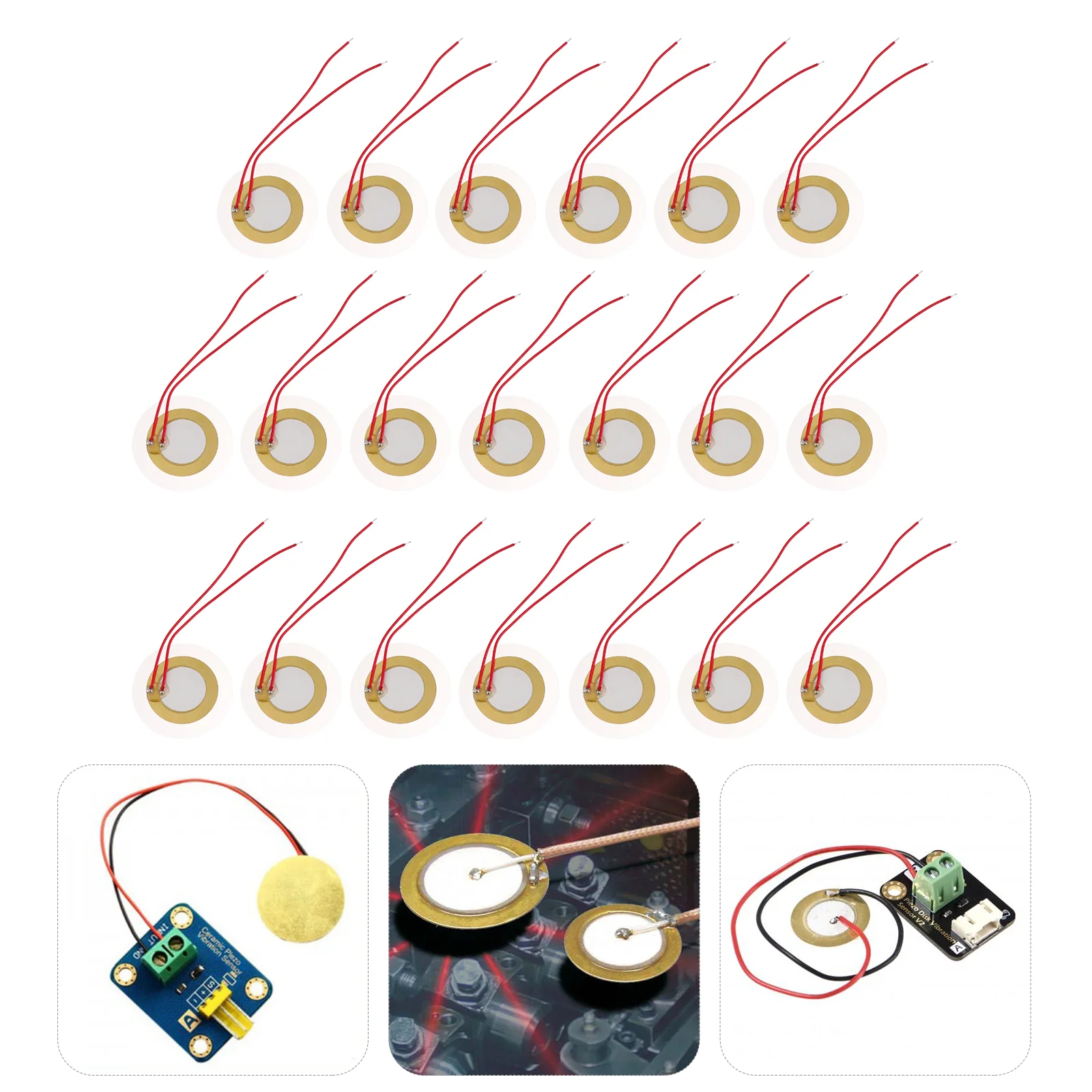 

20 Pcs Kit Buzzer Instrument Piezo Sounder Sensor Ceramics Acoustic Pickup Disc