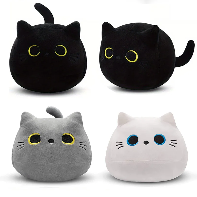 10/30CM lindo gato blanco negro juguetes de peluche almohada suave Kawaii gatito gato dibujos animados animales de peluche cojín decoración colgante regalo