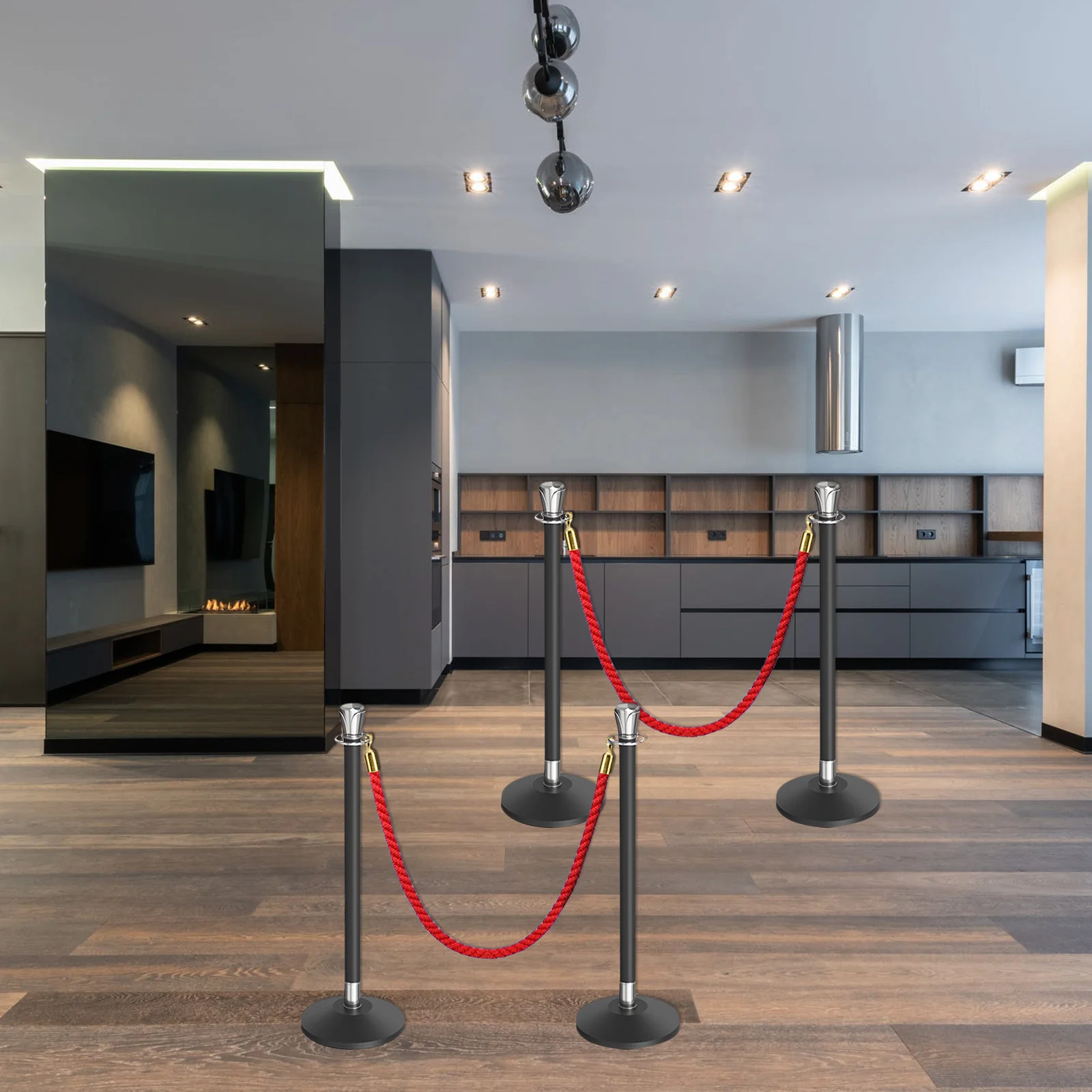 

1Pcs Durable Safety Lanyard Red Guardrail Rope Snap Hooks Easy Install Remove Strong Load Bearing Braided Safety Lanyard