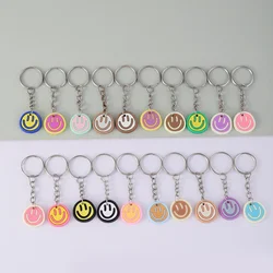 20pcs Cartoon Smile Face Keychain Cute Key Chain Ring Purse Bag Backpack Charm Earbud Case Cover Accessories Party Supplies Gift
