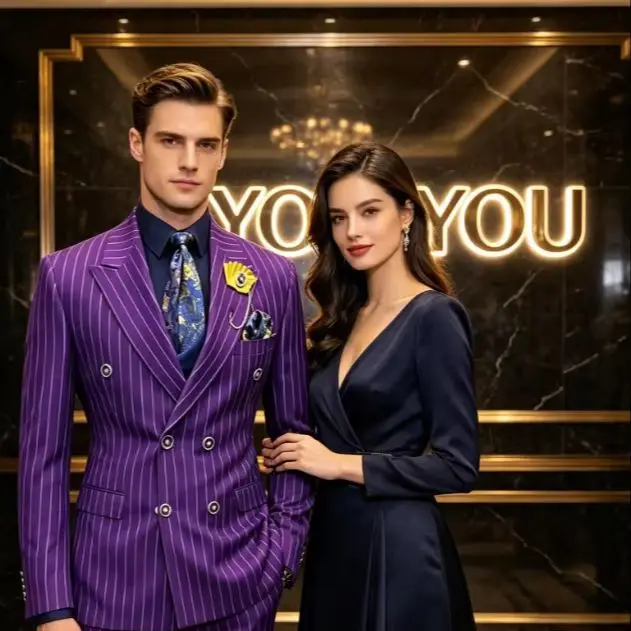 Elegant Stripe Wedding Suits For Men Slim Fit Double Breasted Groom Formal Tuxedos 2Pieces Sets Business Male Blazers Ropa Homme