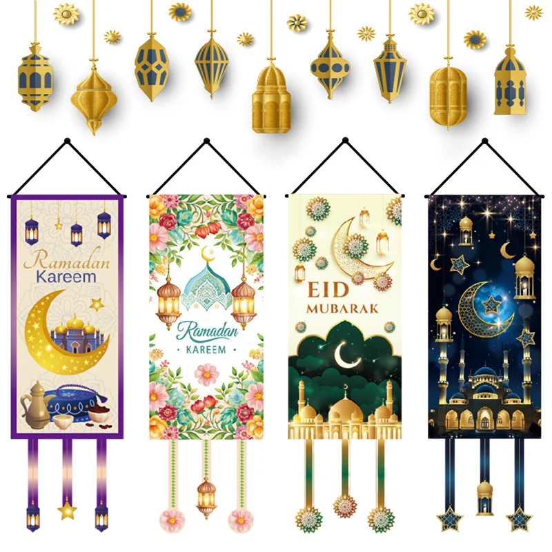 Ramadan Hanging Flag Ramadan Decoration 20205 Home Door Wall Pendants Wall Hanging Cloth Accessorie Islamic Muslims Room Decor