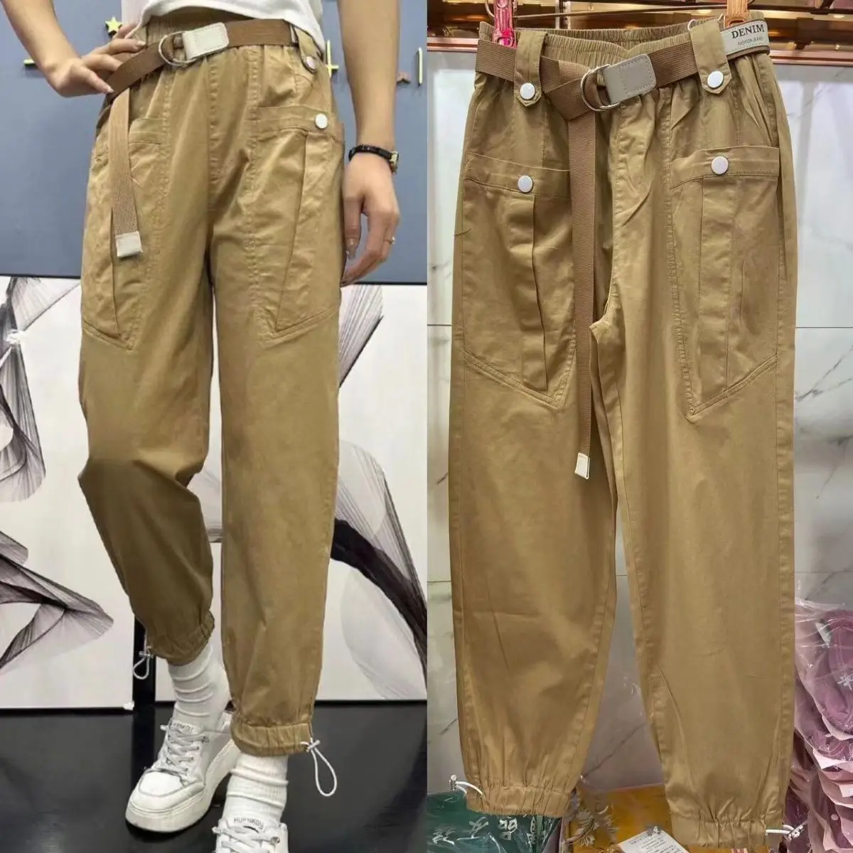 

Summer Women Overalls 2023 Thin Fashion Harem Pants Female Ankle-Banded Versatile Loose Casual Tappered Pants Black Baggy Pants