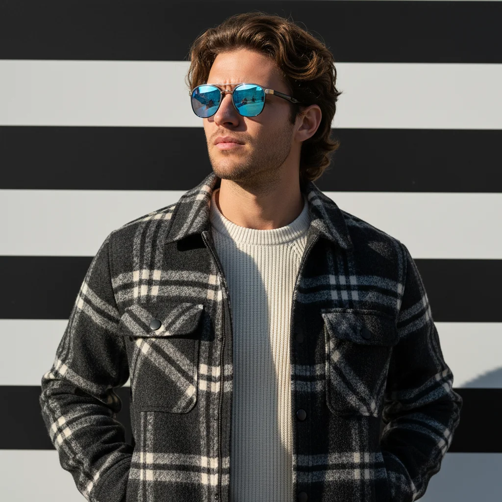 نظارات شمسية كلاسيكية مستديرة للجنسين، إطار معدني مزدوج الجسر، عدسات عاكسة/متدرجة للحماية من الأشعة فوق البنفسجية 400 عالية الدقة #1