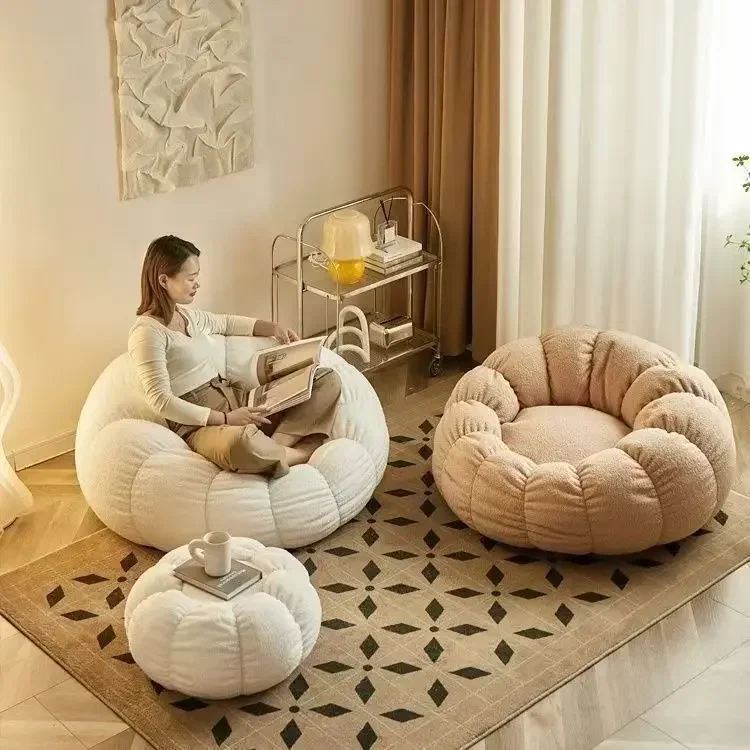

Lazy Sofa Chair Balcony Leisure Sleep Living Room Sofas Modern Easy Small with Stool Bedroom Furniture